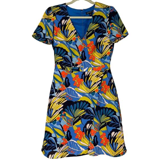 Women's J.Crew Tropical Print Faux Wrap Mini Dress, Size 2, EUC - Picture 2 of 4